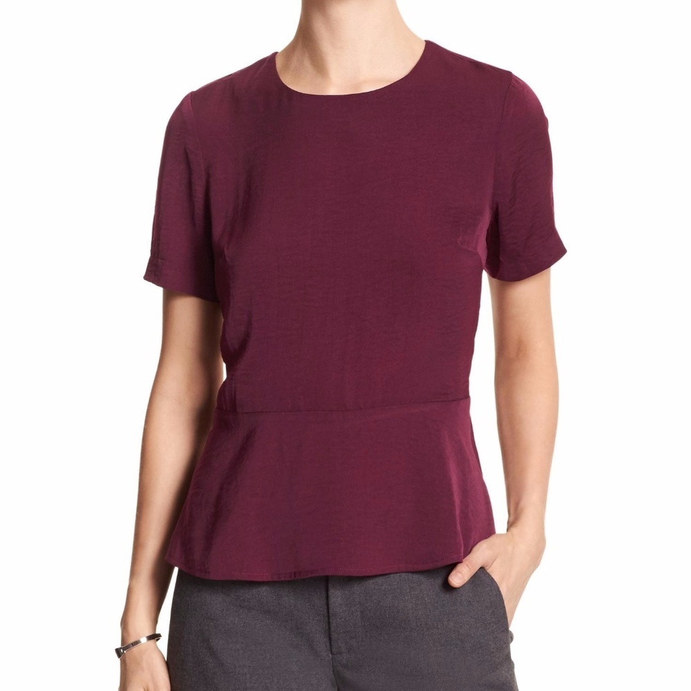 Banana Republic Peplum Wine Peplum Shirt.